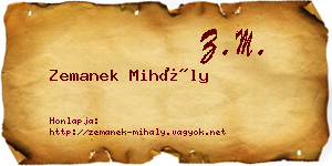 Zemanek Mihály névjegykártya